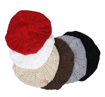 women simple winter polyester knitted beret