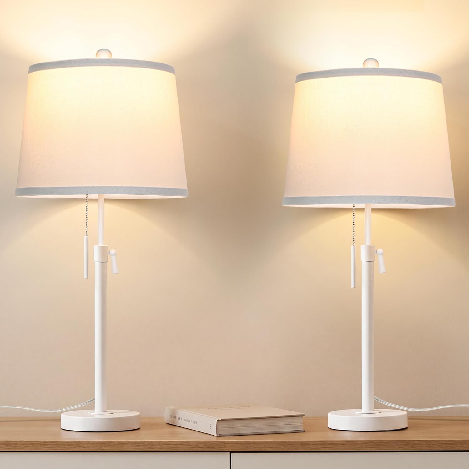 Adjustable Height Brown Bedside Lamps Set 2 with Bulbs (1) Adjustable Height Brown Bedside Lamps Set 2 with Bulbs (1)