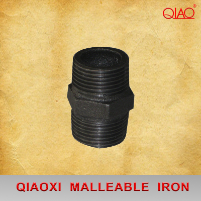 3/8\" QXM NPT Black Hexgon Nipple Equal