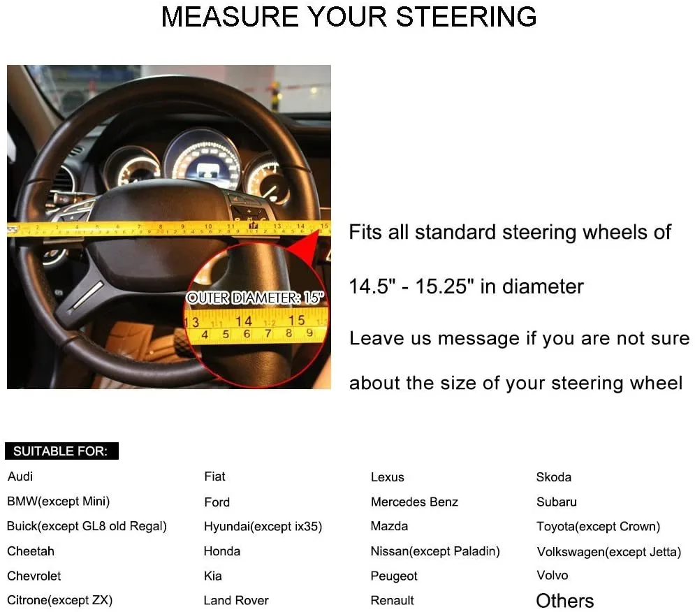 PVC Reflective Logo Car Steering Wheel Cover 38cm Styles