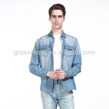 thin denim shirt summer cotton denim shirt summer thin men's long-sleeved denim shirt