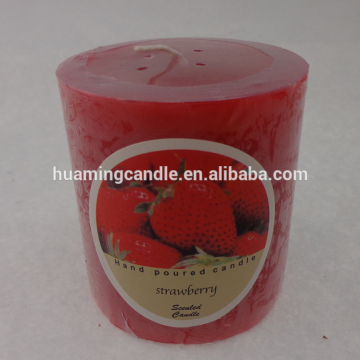 strawberry scent pillar candle