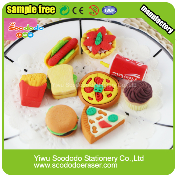 3D food shaped TPR Promotion eraser stationery fancy erasers