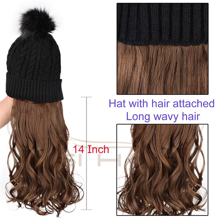 Aisi Hair Synthetic Nature Long Wavy Brown Body Wave Cap Hair Heat Resistant Fiber Hair Extension With Cap For Black White Women