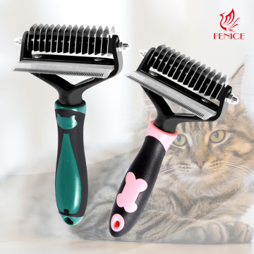 Fenice Pet Grooming: Anti-Slip Silicone Handle Double-Sided Flea Combs and Brushes