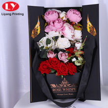 wholesale rose flower gift box black ribbon