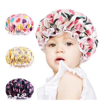 H58 Children's Cartoon Satin Shower Cap
