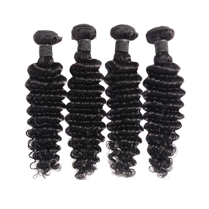 Brazilian Hair Deep Wave Bundles Natural Black 100% Human Hair Bundles Remy Hair Extensions