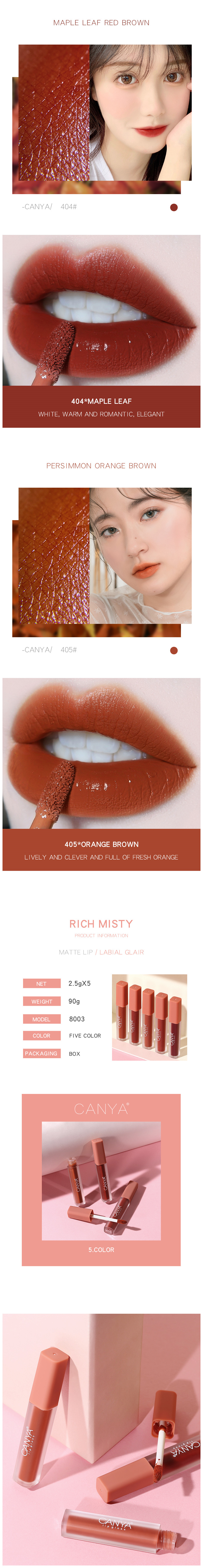 Matte and Moist Lipstick Make up Long-lasting Waterproof 5 color lip glaze suit Private label
