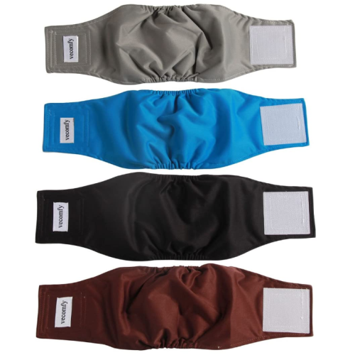 4 Pack Washable Belly Bands for Male Dogs