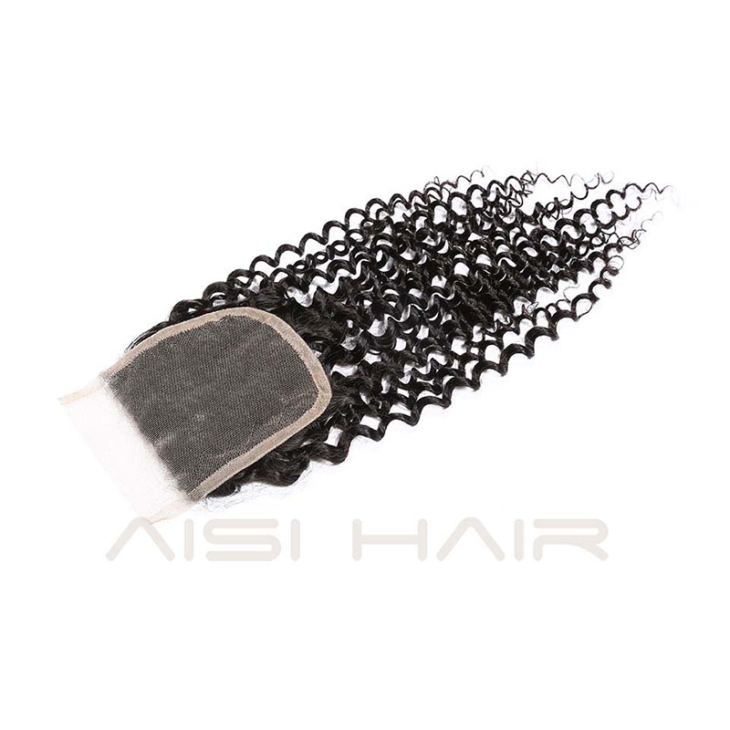 Brazilian Afro Curly 4*4 Lace Closure Human Hair Human Hair Extensions Natural Color Human Hair