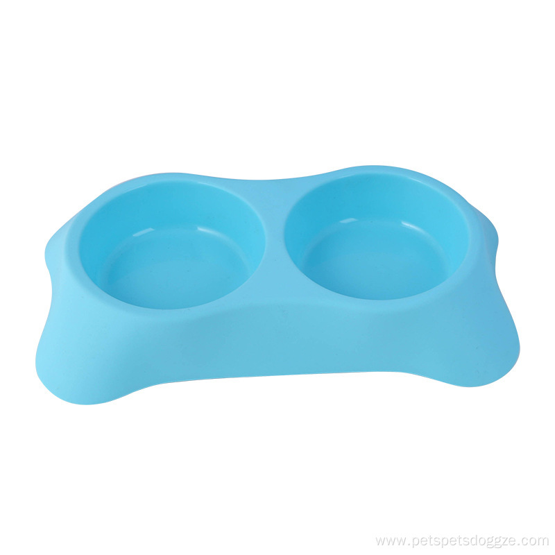 plastic trapezoidal plastic double bowl pet supplies