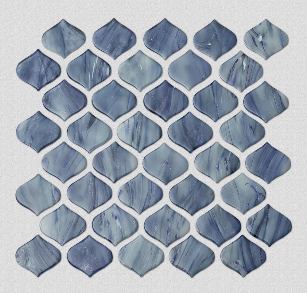 Salonda Mavi Desenli Cam Mozaik
