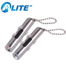 Dual Light Source Metal LED Keyring Torch with Laser Pointer