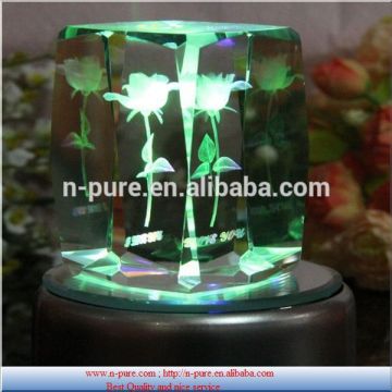 3d lighting crystal cube engraved crystal cube with led light base