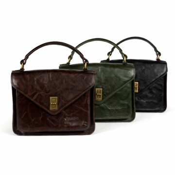 Vintage Genuine Leather Flap Top-Handle Crossbody Bag