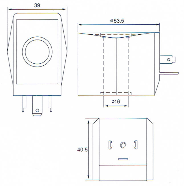 Overall dimension of AB410 Normally Closed 2W/2S water valve coils