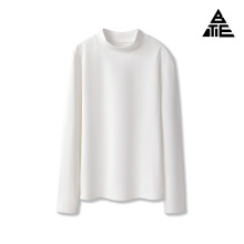 Solid color round neck long sleeved shirt