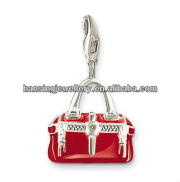 Hot Wholesale Silver Red Enamel Handbag pendant