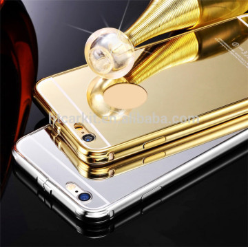 Wholesale cover For iphone 6s bumper case, Gold mirror aluminum phone case For iphone 6s, For iphone 6s Metal bumper Mirror case