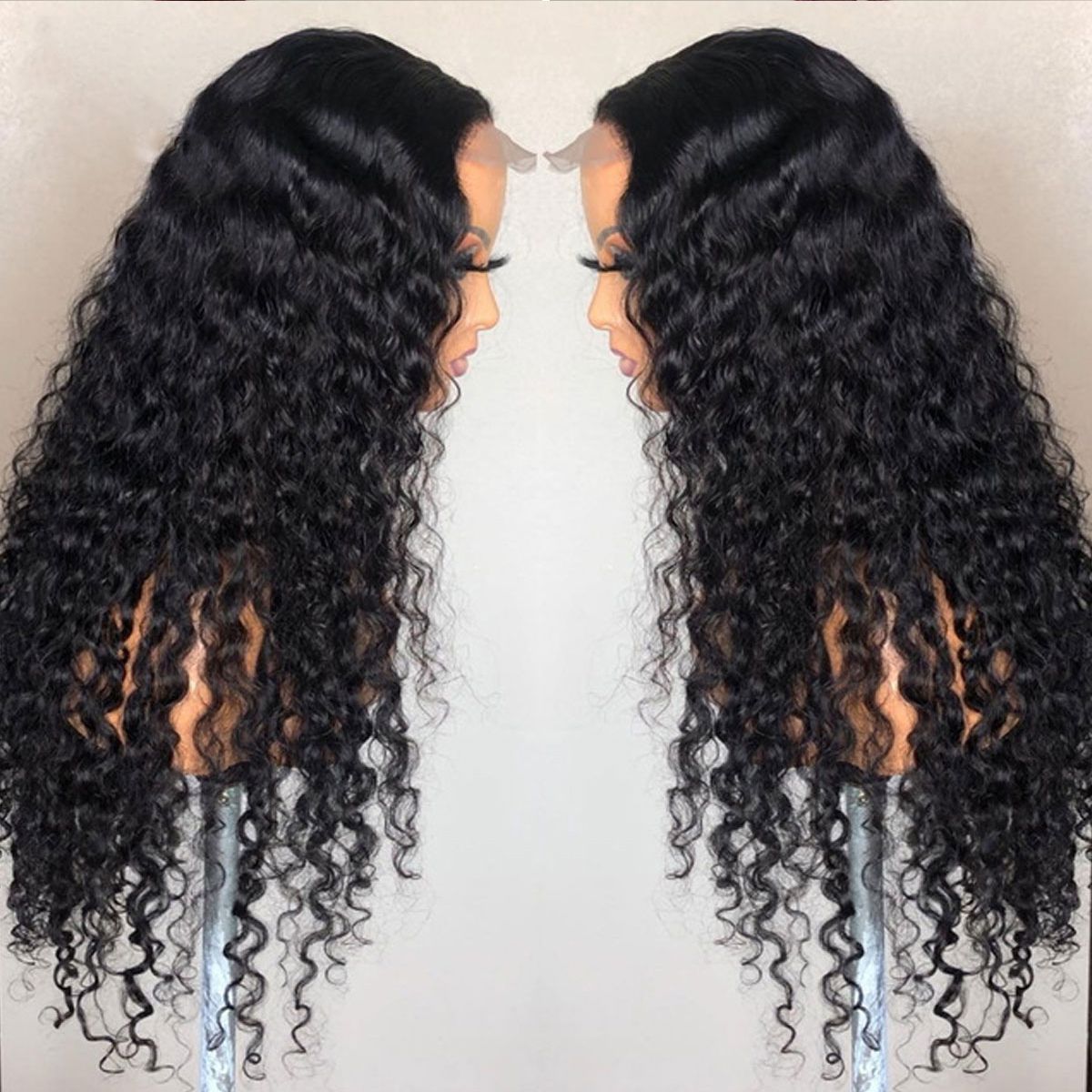 High Quality Deep Wave Human Hair Lace Wigs For Black Women Natural Color Brazilian Virgin 5x5 Full Transparent Lace Closure Wig