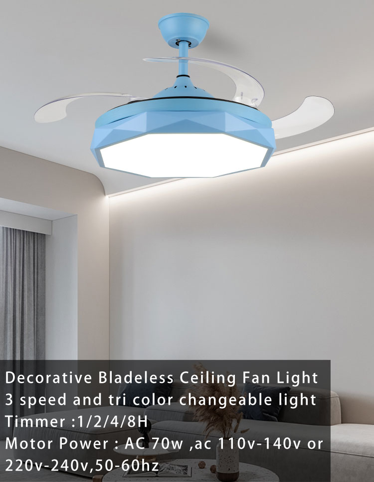 Retractable Ceiling Fan With LED Light