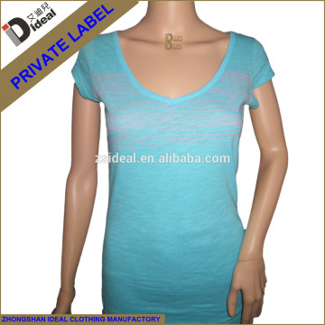 Polyester cotton scoop neck short sleeve woman t-shirt