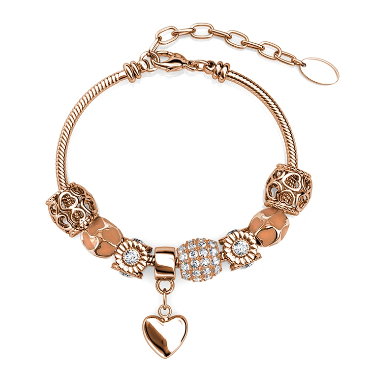 Premium Austrian Crystal Jewelry Bling Cute Open Heart Bellissa DIY Charm Bracelet for Women