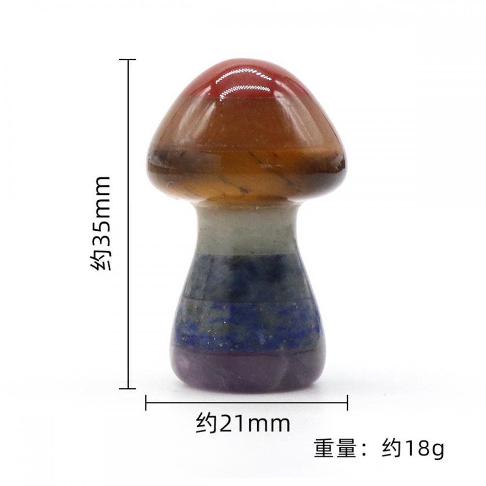 35 mm 7 Chakra Stone Mushroom para decoración de meditación de equilibrio en el hogar Curación de champiñones de cristal decoraciones pulidas