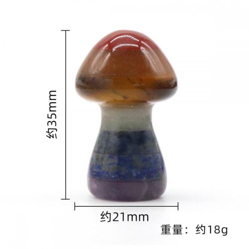 35MM 7 Chakra Stone Mushroom for Home Balancing Meditation Decor Healing Crystal Mushrooms Sculpture Polished Decorations