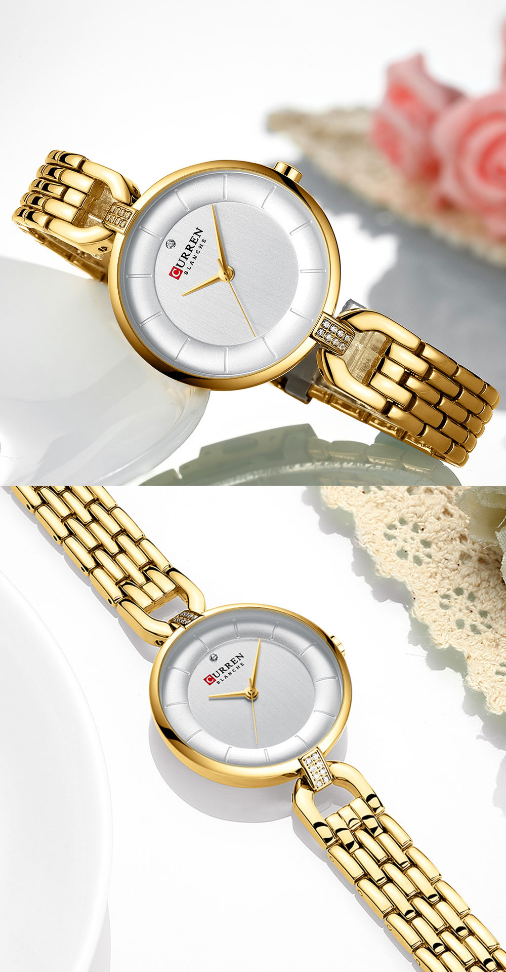 Curren Women's Watch Luxury Brand Fashion Stainless Steel Wristwatches Ladies Black Female Clock 2020