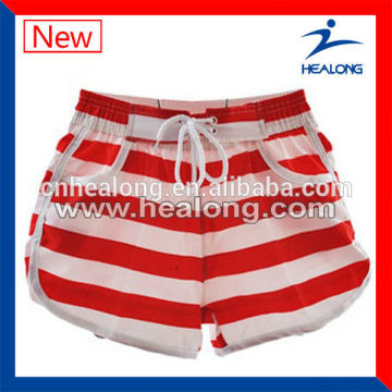 Red White Stripe Women Sexy Beach Shorts