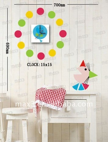 2017 24 hour wall clock Kid Room Sticker Clocks For Decorating