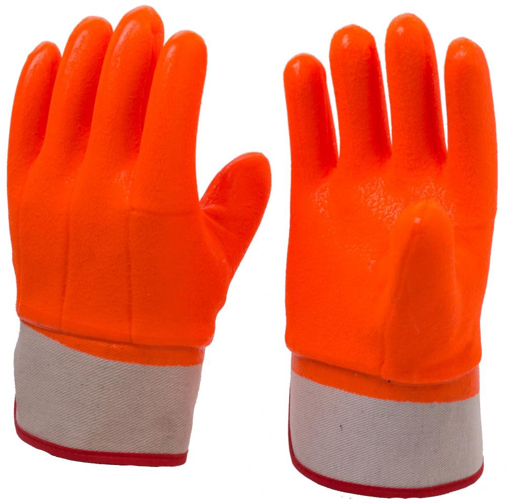 Luvas revestidas de PVC anti-frio laranja fluorescente