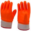 Luvas revestidas de PVC anti-frio laranja fluorescente