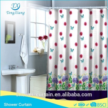 Butterfly Flower And Tree Printed Polyester Shower Curtian