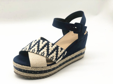 Womens Espadrille Platform Sandals with Fabric Wedge