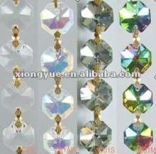 Fashion Octagon Crystal glass beads Chains for wedding decoration wholesale beautiful glass beads chains from China manufactory