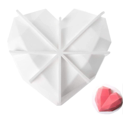 Makanan Gred Diamond Heart Love Silicone Cake Mold