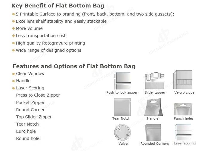 Zipper Hot Seal Matte 500g Flat Pouches Square Bottom Side Gusset Bags for Nutrition Powder Pet Food Packaging Bag