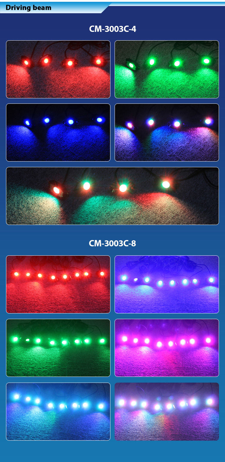 RGB LED rock light kits, 16 million colors 3.5'' 4*9 W APP control music mode, 4 pods off road RGB led rock light