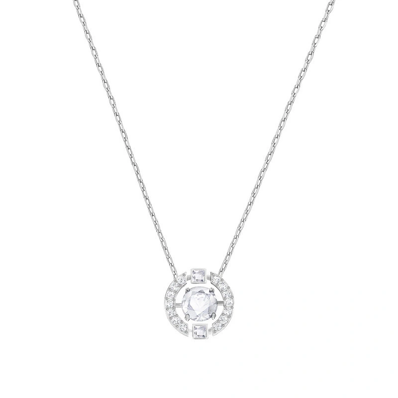 European American Jewelry Diamond Green Red Blue White Crystal Smart Pendant Clavicle Chain Gift Thin Chain Necklace for Women