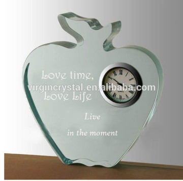 Crystal Apple Clock Jade Crystal Digital Clock With Custom Logo Printed