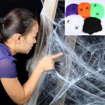 Halloween Party decoration Scene Props White Stretchy Cobweb Spider Web Horror Halloween decor For home Bar Haunted House