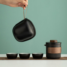 Black Stoneware Teacup and Pot Set with Infuser Mug - Tea Lover's Gift