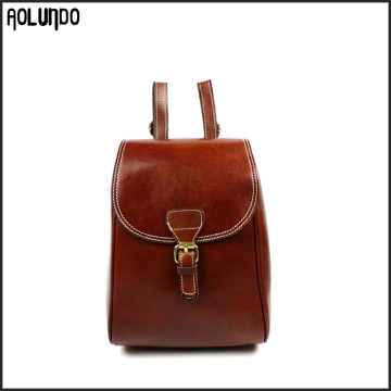 Girls vintage veg. tanned Italian leather women laptop backpack