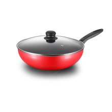 Red Aluminum Press Non-stick Edged Wok Pan