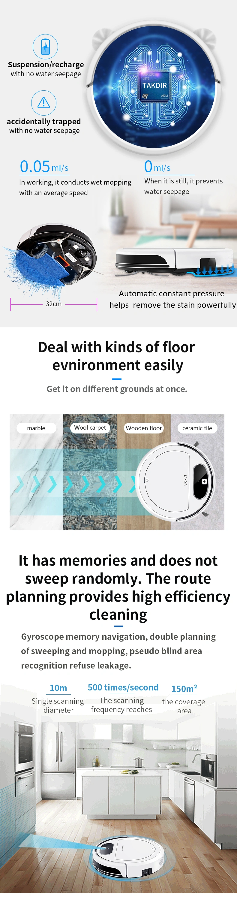 Navigation Robot Vacuum Cleaner, Wi-Fi Connected Mapping and Navigation, Sustained Strong Suction, Self-Adjustable Roller Brush, Slim and Quiet, Cleans Hard Flo