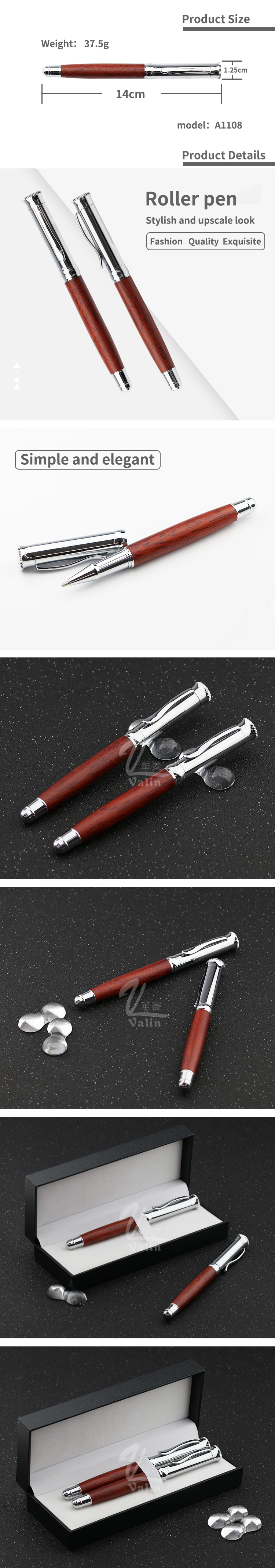 2020 Business Metal Wooden Pen Wood Roller Pen