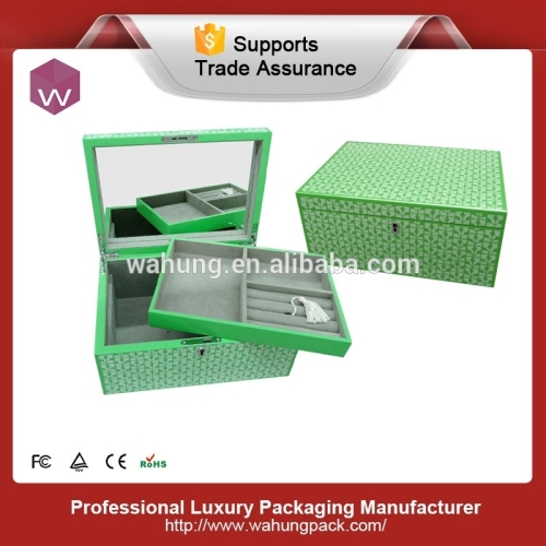 Luxurious Mirror Jewelry Box/Custom Logo Print Wooden Jewellery Box (WH-3780)